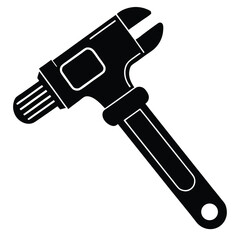 isolated Black vector Plamber Element plumbing tools screwdriver WIith White Background
