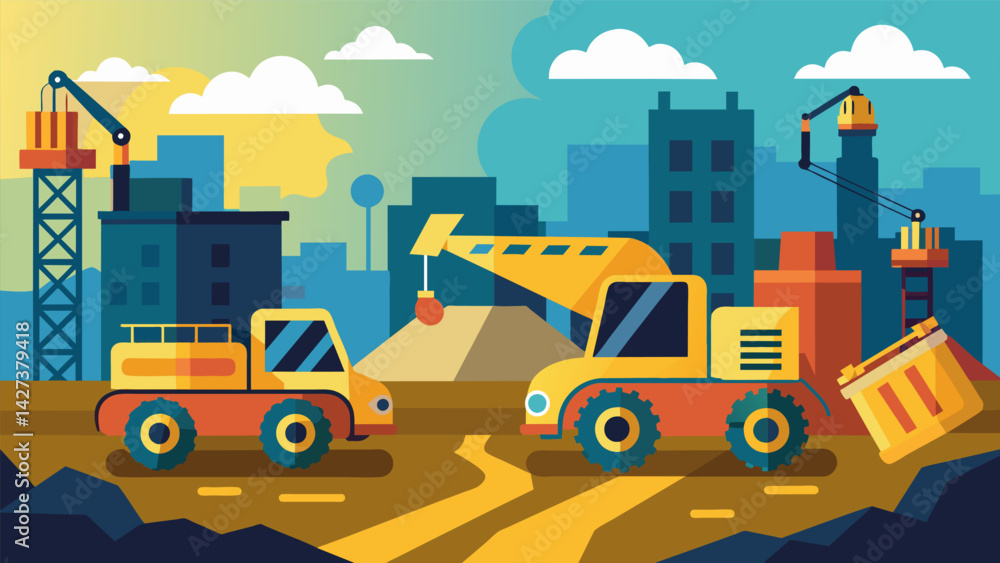 Poster the constant beeping of heavy machinery backing up and the loud revs of engines fill the air creatin