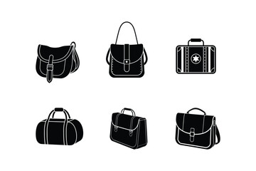 Bag Icon Set – Vector Illustration of Travel, Shopping, School, and Fashion Bags