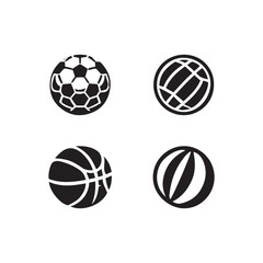 Ball Icon Set – Silhouette Vector Illustration of Sports and Game Balls
