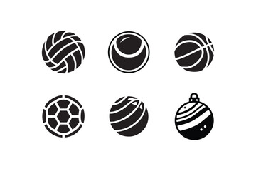 Ball Icon Set – Silhouette Vector Illustration of Sports and Game Balls