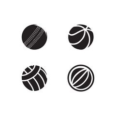 Ball Icon Set – Silhouette Vector Illustration of Sports and Game Balls