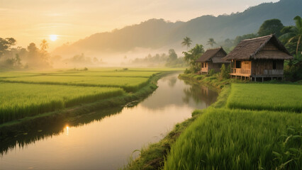 Fototapeta premium Tranquil Water Landscape in Bandung