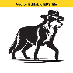 A wolf wearing a Western hat vector