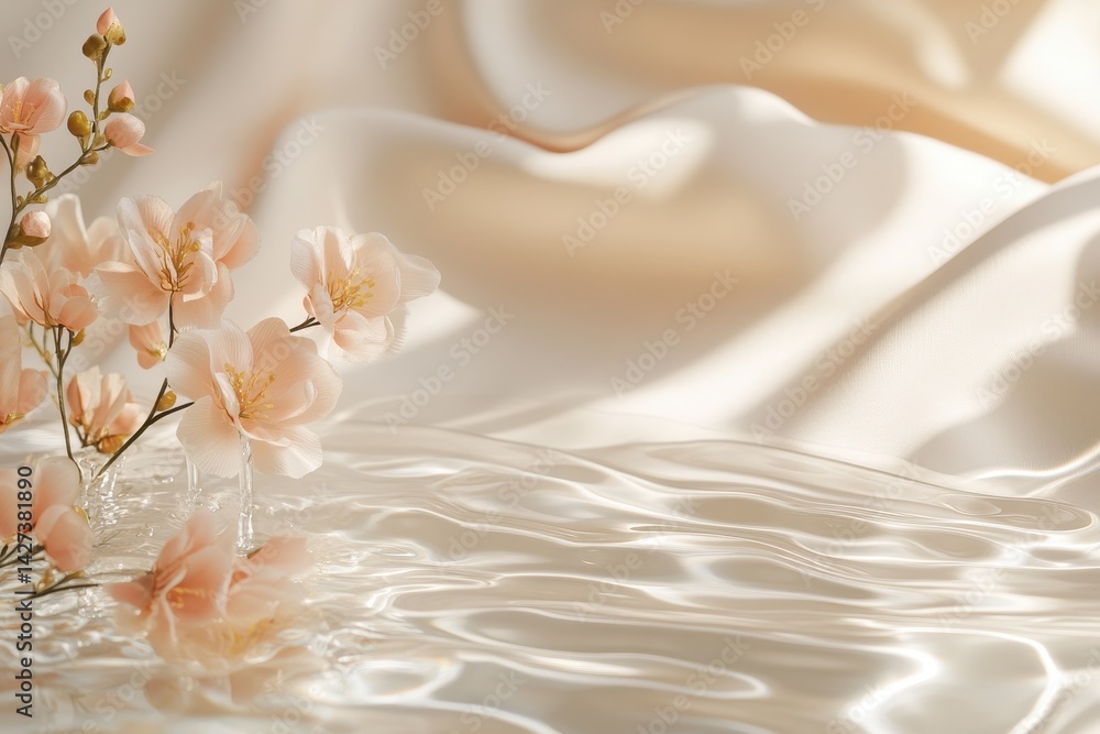 Aufkleber sunlight reflects off calm water creating a shimmering effect during the early morning hours near a 
