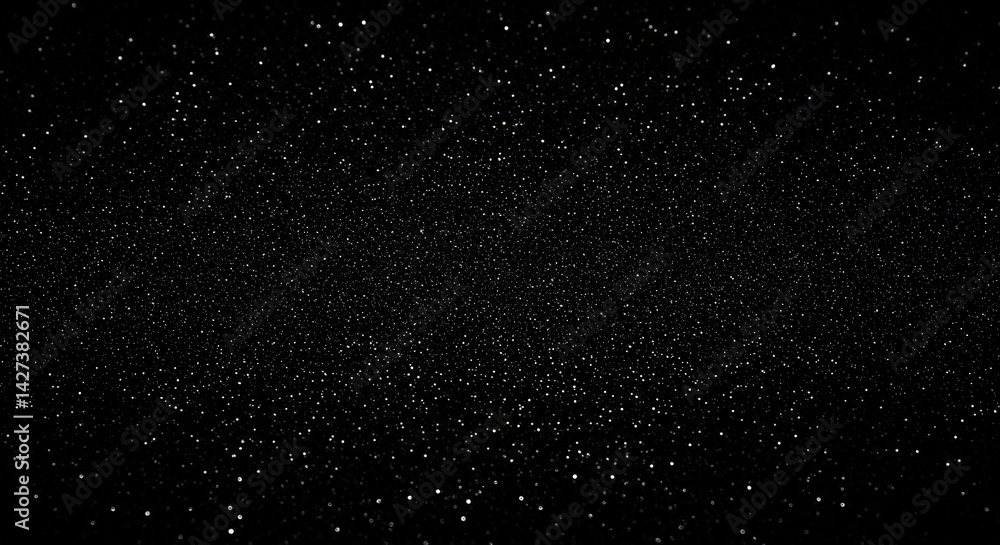 Poster sparkling particles floating in a dark void creating a starry effect