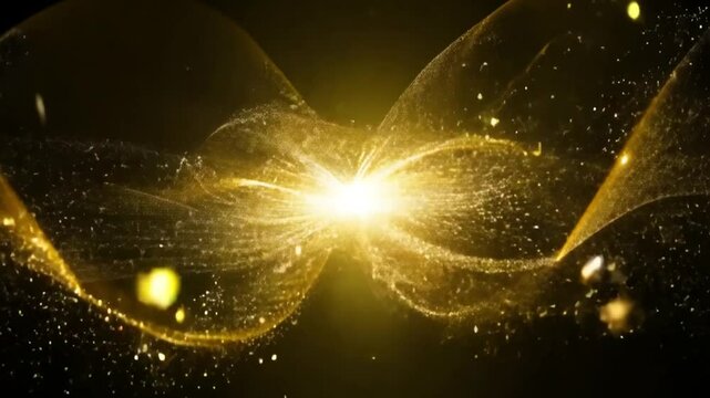 Celestial Dance of Light: An abstract vision of luminous particles swirling in graceful arcs, with a radiant core of bright light that captivates with its dynamism and beauty.