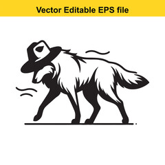 A wolf wearing a Western hat vector