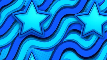 Abstract blue wavy background with 3D stars