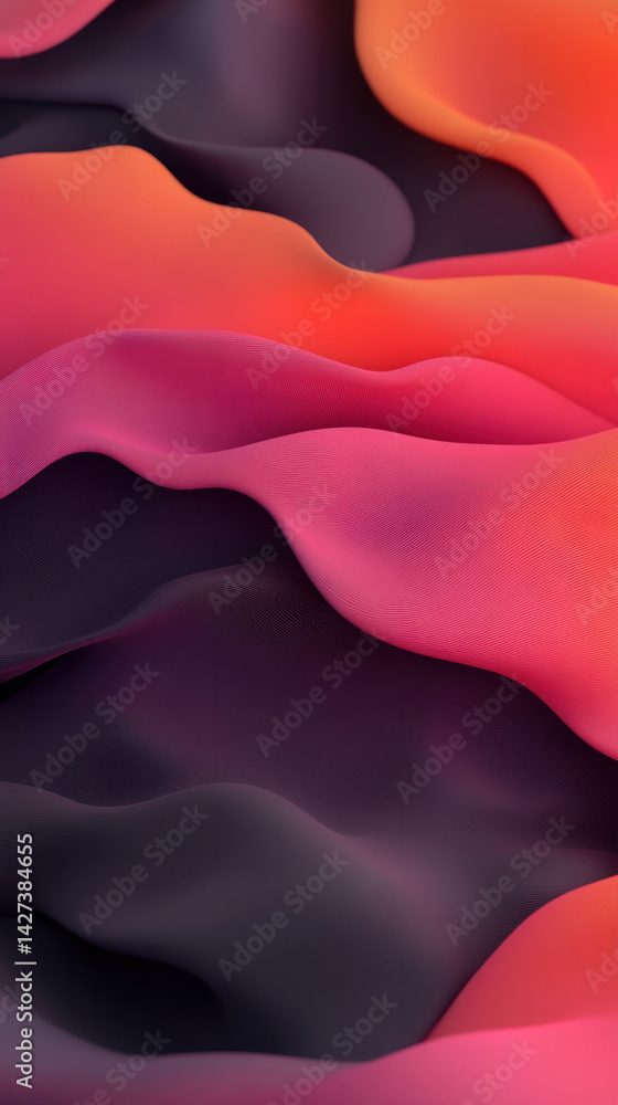 Poster a colorful, abstract image of a wave with a purple and orange background. the image has a dreamy, su