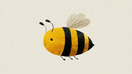 Cute, cartoon bee illustration with watercolor style.