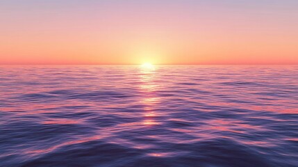 Fototapeta premium Pink ocean sunset, calm waves, tranquil scene, idyllic travel