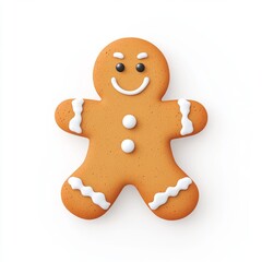 Obraz premium Gingerbread Man Cookie Classic Design with Icing Smiling Face Isolated on White Background Perfect for Detail Highlighting