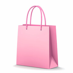 3D realistic pink shopping bag. Holiday illustration isolated on a white background, with soft colors, a cute style, and an icon design