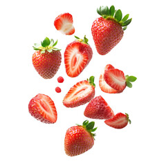 Fresh Strawberries Falling Delicious Red Fruit