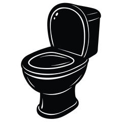 isolated Black vector Plamber Element toilet WIith White Background