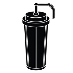 isolated Black vector Plamber Element water filter WIith White Background