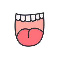 Cartoon mouth colored icons, minimalist vector illustration ,simple transparent graphic element .Isolated on white background