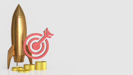 The Copper rocket and target for Business concept 3d Rendering.