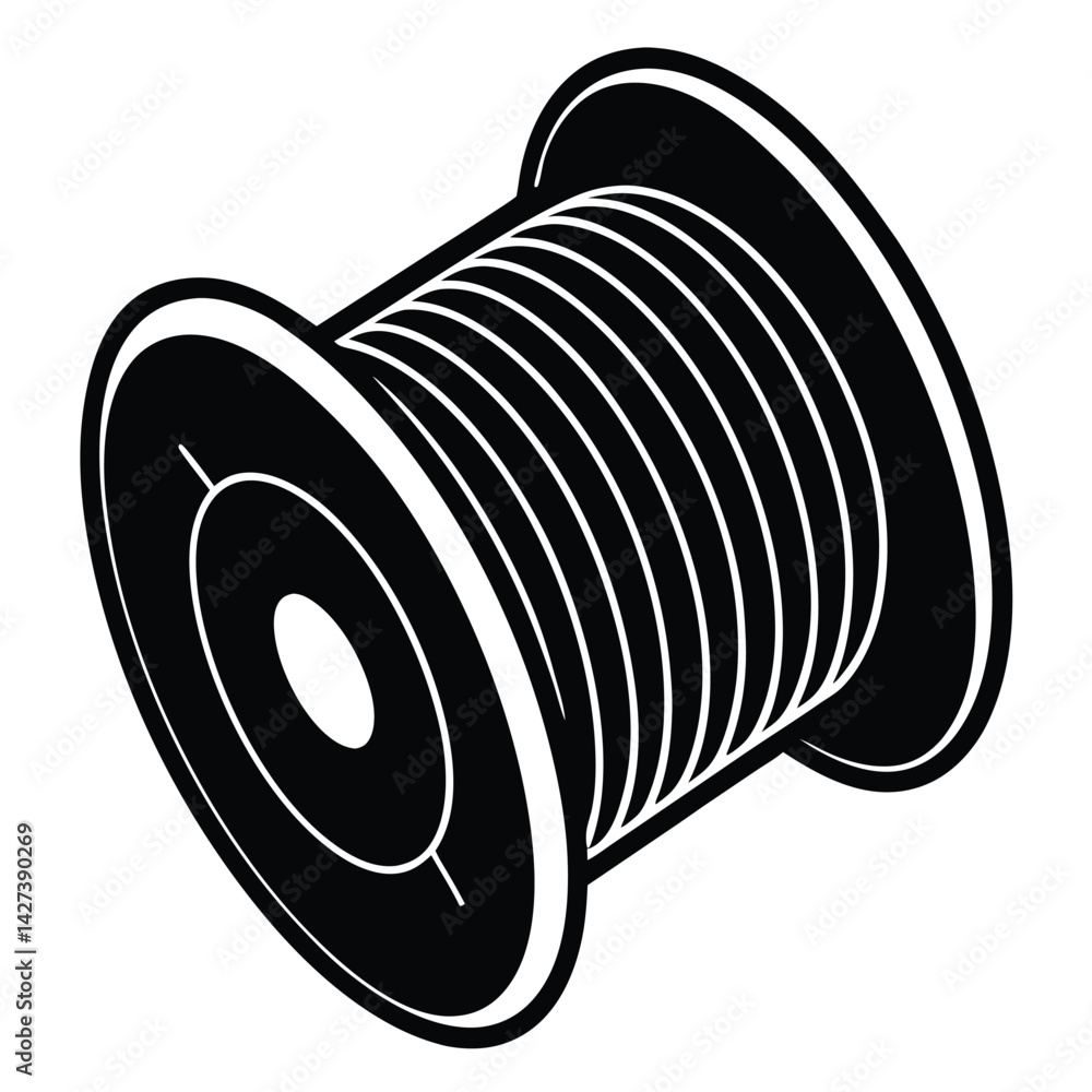 Poster isolated black vector tailer element bobbin with white background