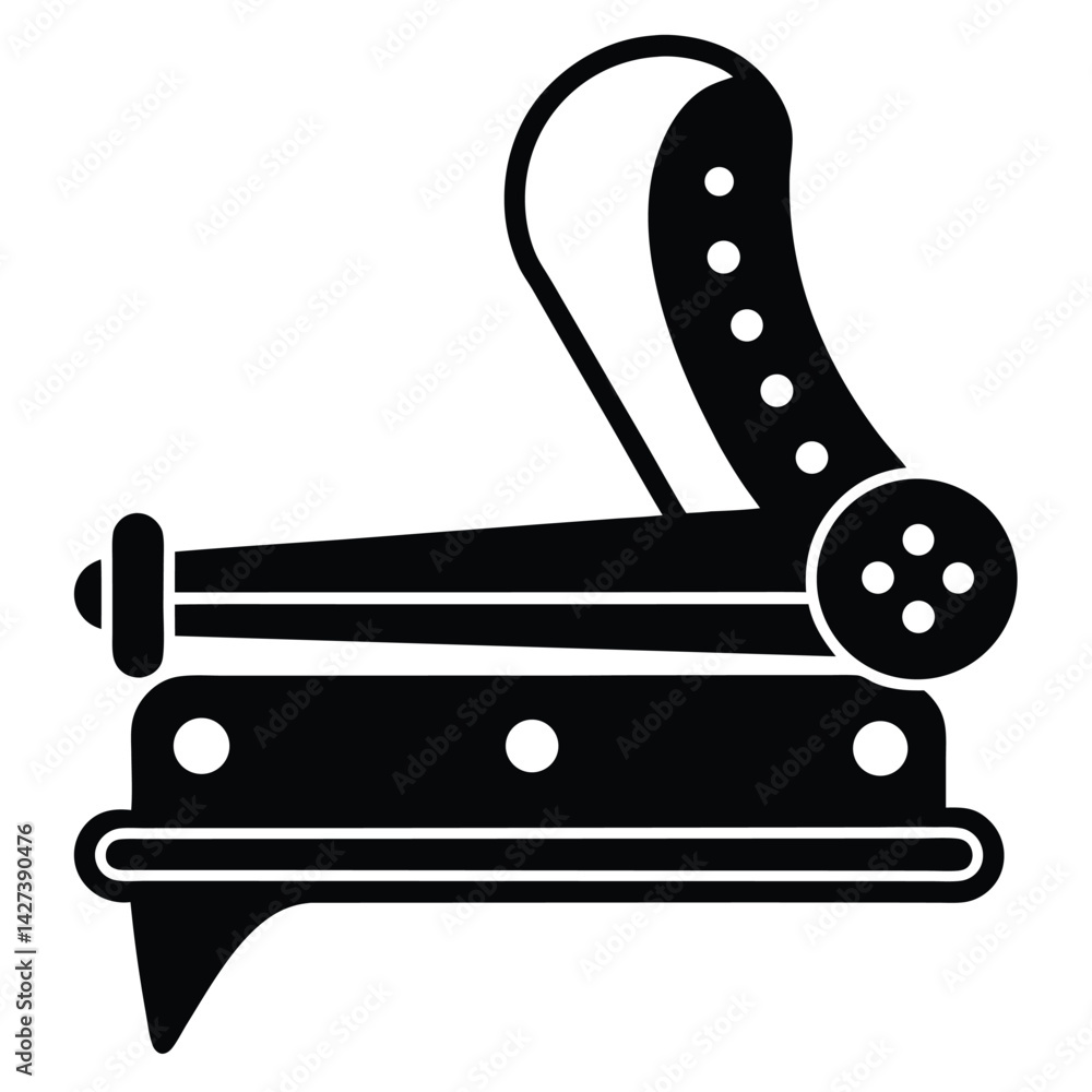Poster isolated black vector tailer element buttonhole cutter with white background
