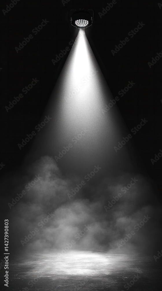 Poster a light is shining on a dark background, creating a dramatic effect. the light is focused on a singl