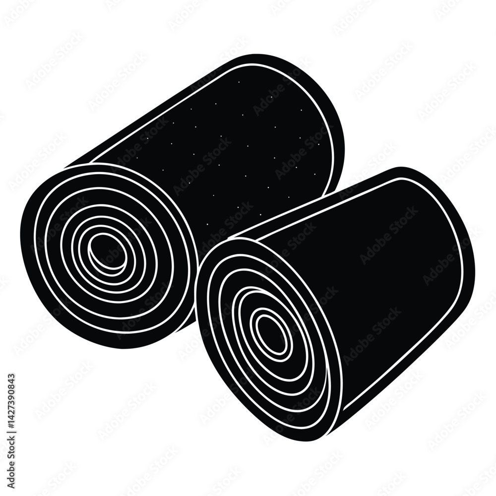 Poster isolated black vector tailer element fabric rolls with white background