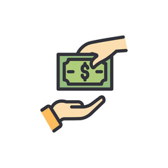 Cash on delivery colored icons, minimalist vector illustration ,simple transparent graphic element .Isolated on white background