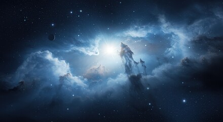 Celestial Nebula and Stars in Deep Space Cosmic Exploration Scene