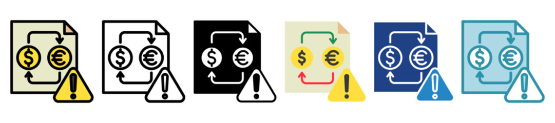 Exchange multi style, mini illustration icon set. outline, flat, glyph, line color. vector for UI, UX, app and web, digital or print, related to Taxation, finance, audit and more.