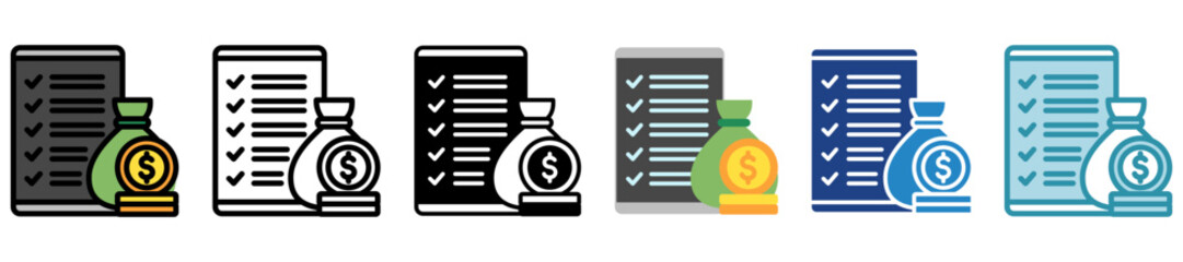 Earning Report multi style, mini illustration icon set. outline, flat, glyph, line color. vector for UI, UX, app and web, digital or print, related to Taxation, finance, audit and more.