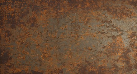 Heavily Scratched and Weathered Metal Surface with Rust Patina