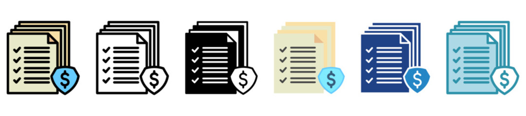 Liability Report multi style, mini illustration icon set. outline, flat, glyph, line color. vector for UI, UX, app and web, digital or print, related to Taxation, finance, audit and more.