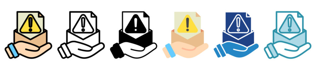 Notice Letter multi style, mini illustration icon set. outline, flat, glyph, line color. vector for UI, UX, app and web, digital or print, related to Taxation, finance, audit and more.