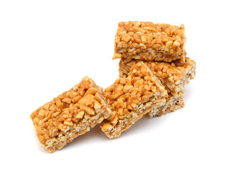 Honey bars with peanuts, sesame and sunflower seeds isolated