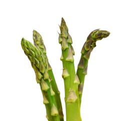 Fresh green asparagus on white