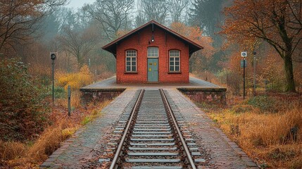 Obraz premium Autumnal train station