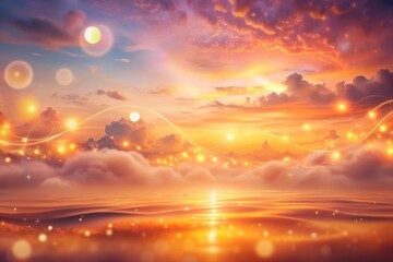 Obraz premium Golden Hour Serenity A Dreamlike Landscape of Celestial Lights and Serene Waters