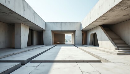 Obraz premium Modern concrete architecture with open space.