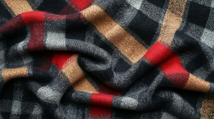 Red, gray, tan plaid textile texture background