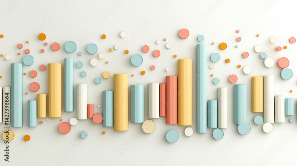 Aufkleber a colorful line of circles and squares with a rainbow of colors. the image is abstract and has a pla