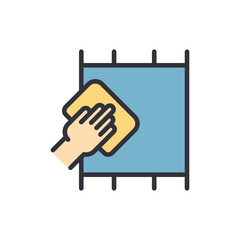 Carpet cleaning colored icons, minimalist vector illustration ,simple transparent graphic element .Isolated on white background