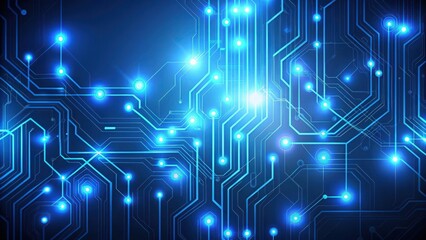 Obraz premium Abstract Digital Circuitry Glowing Lines and Nodes Representing Data Flow and Technological Advancement