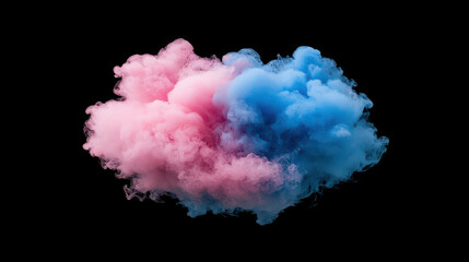 Fototapeta premium Colorful Pink and Blue Smoke Cloud on Black Background for Background Design and Art Projects
