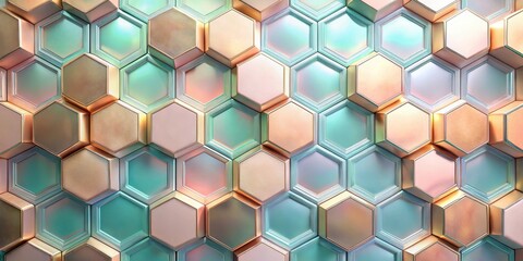 Fototapeta premium Abstract Hexagonal Pattern of Pastel Hues A Seamless Geometric Design for Modern Backgrounds