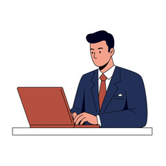 Manager typing on laptop in modern office setting  