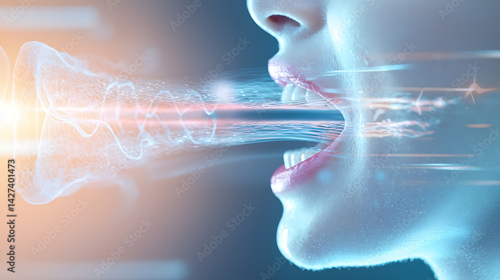Poster dynamic energy projection digital art futuristic environment close-up view concept of communication