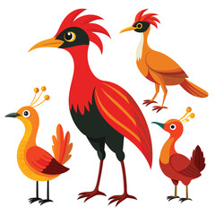 Oilbird set isolated shilhotee vector on white background