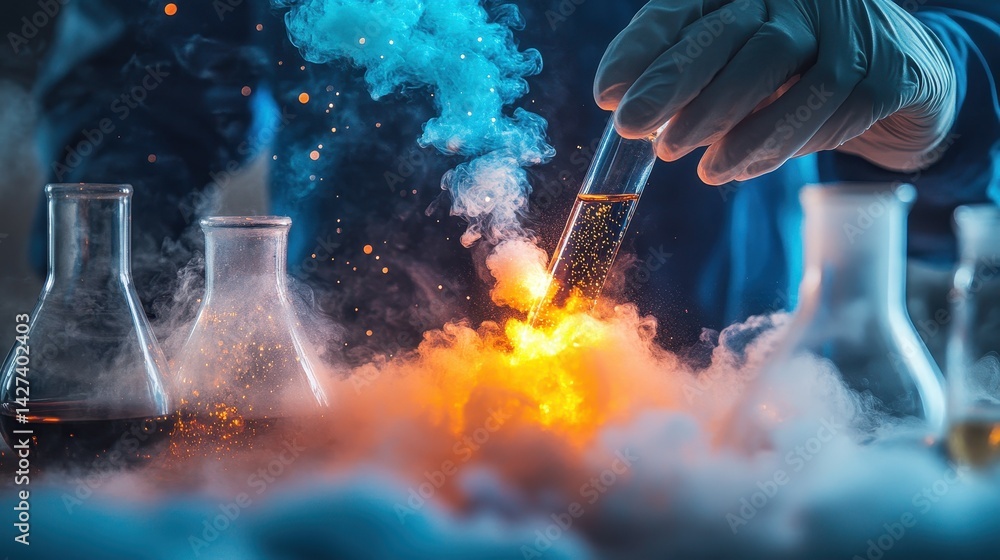 Poster Technician focusing intently on sparks during a metalworking process in a workshop