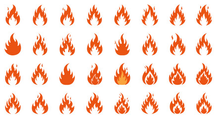 Fiery flames dance in rows
